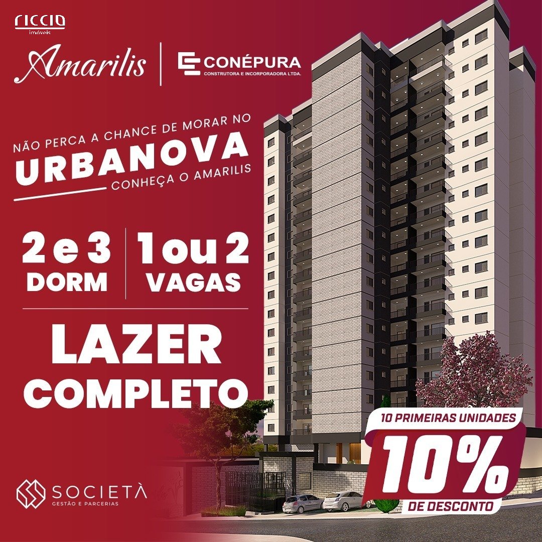Apartamento de 65 m² - Edifício Amarílis - Urbanova - 2 Dormitórios, 1 Suíte, 1 Vaga e Vista Livre