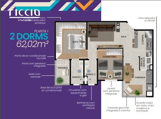 Apartamento à venda no Jardim Augusta — ambiente interno