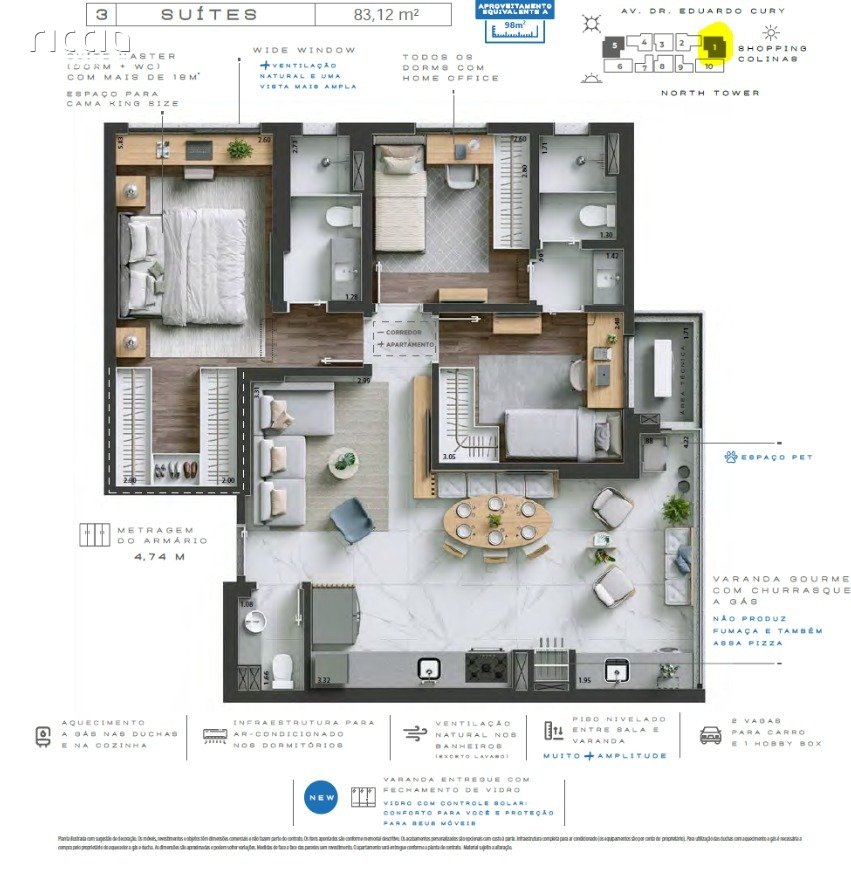 Apartamento à venda no Jardim das Colinas — ambiente interno