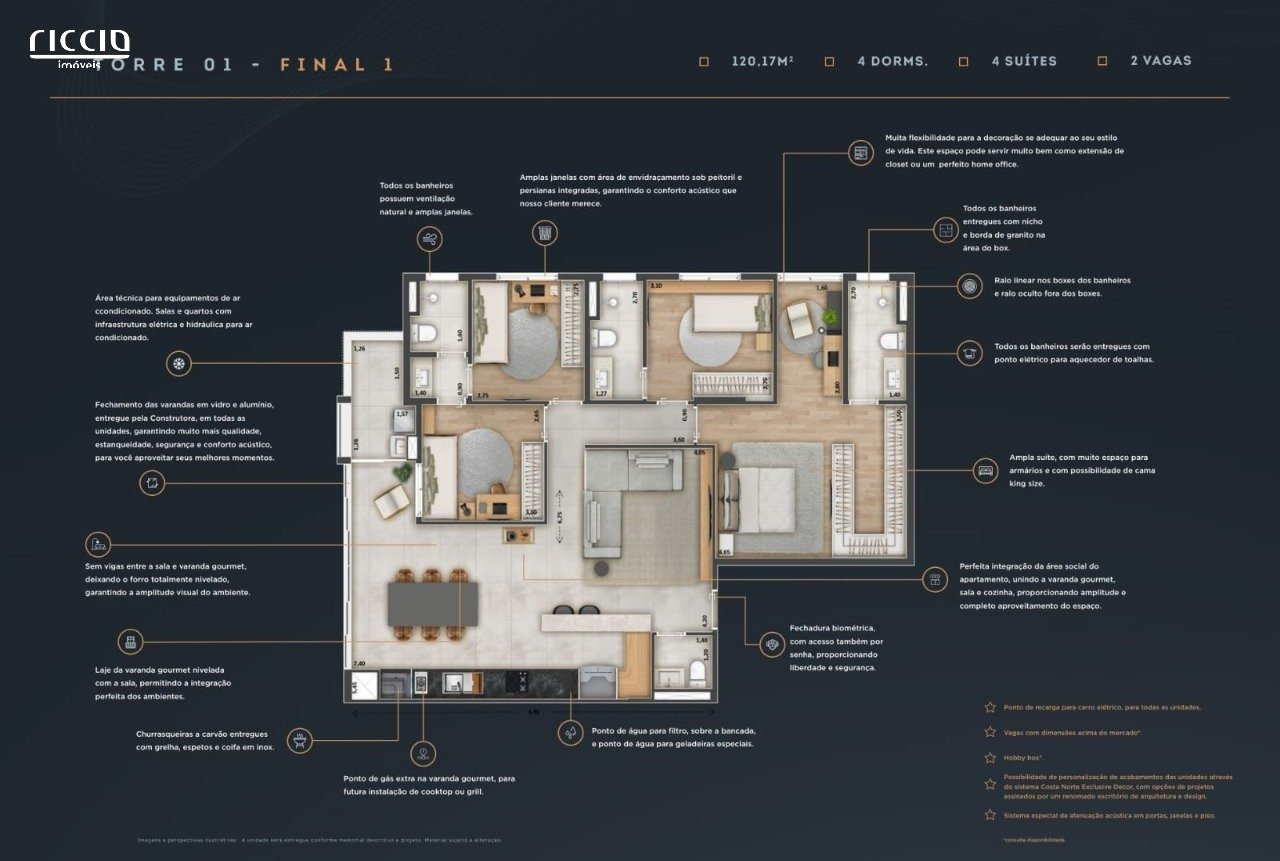 Apartamento à venda no Jardim Aquarius — ambiente interno