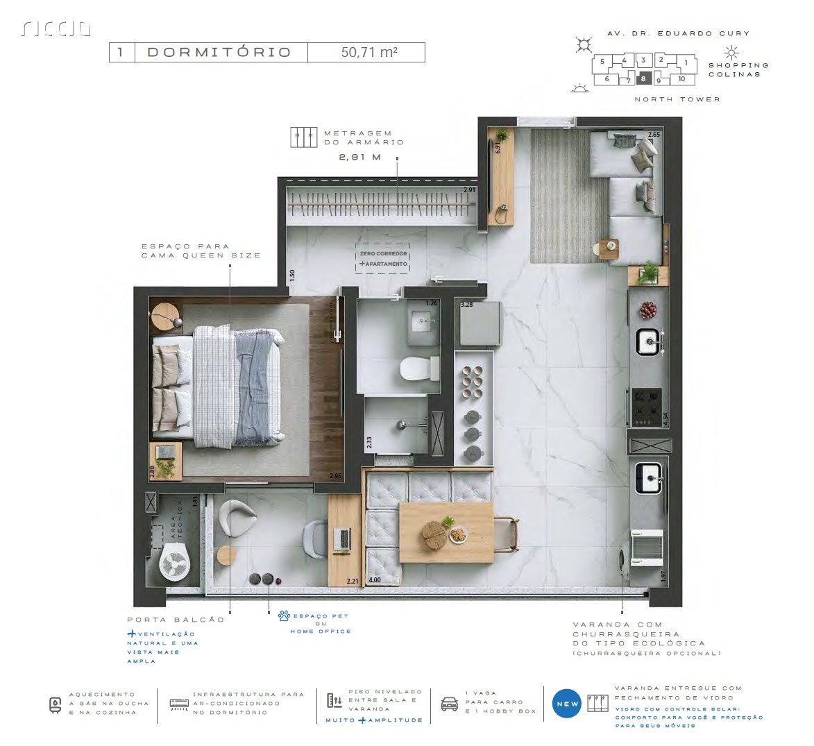 Apartamento à venda no Jardim das Colinas — ambiente interno