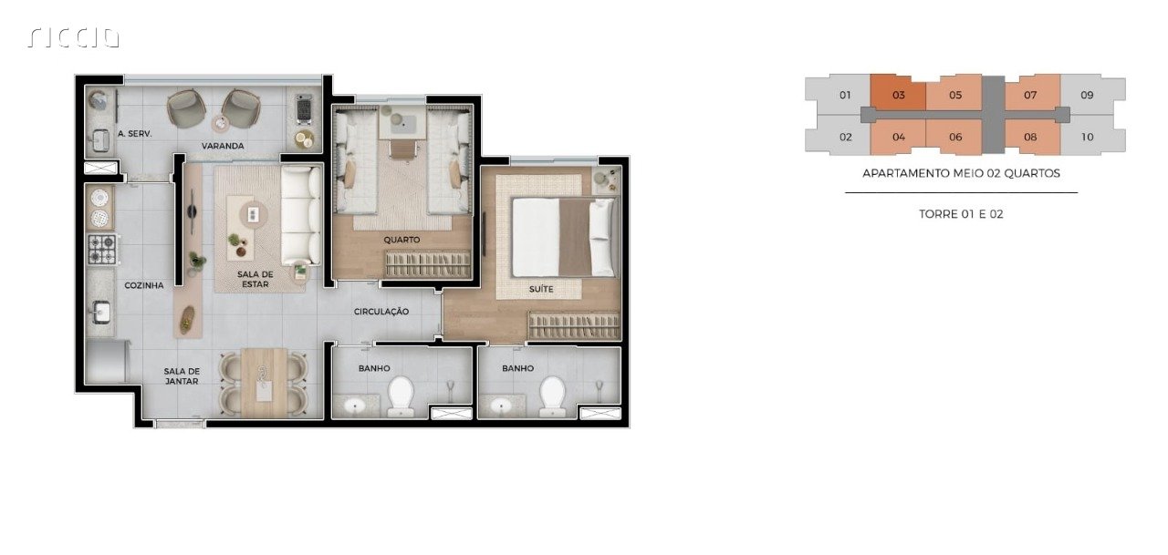 Apartamento à venda no Jardim das Indústrias — ambiente interno