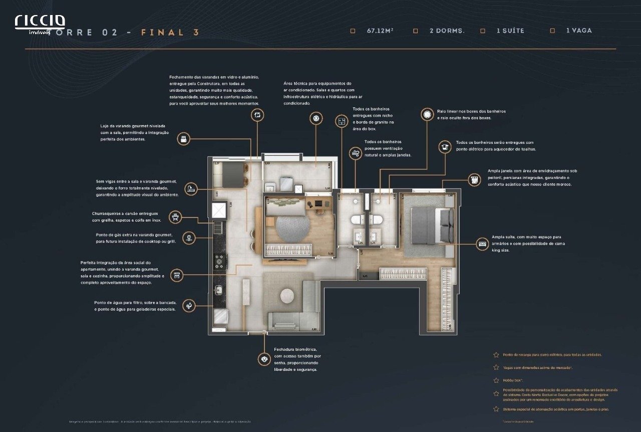 Apartamento à venda no Jardim Aquarius — ambiente interno
