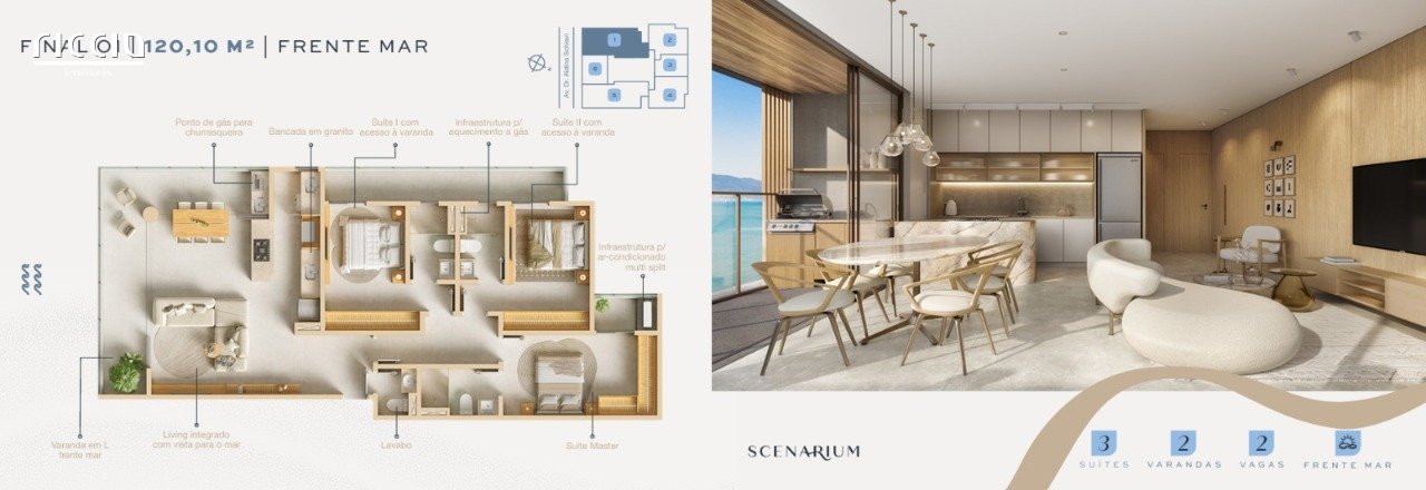 Apartamento à venda no Martim de Sá — ambiente interno