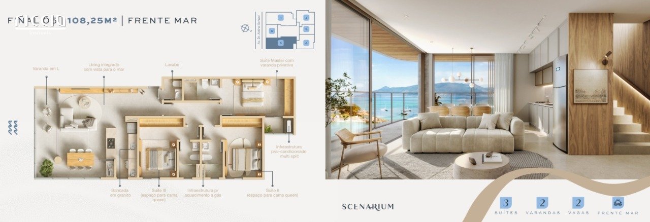 Lançamento frente ao Mar na Martins de Sá, com 108M², 3 suítes, 2 vagas.